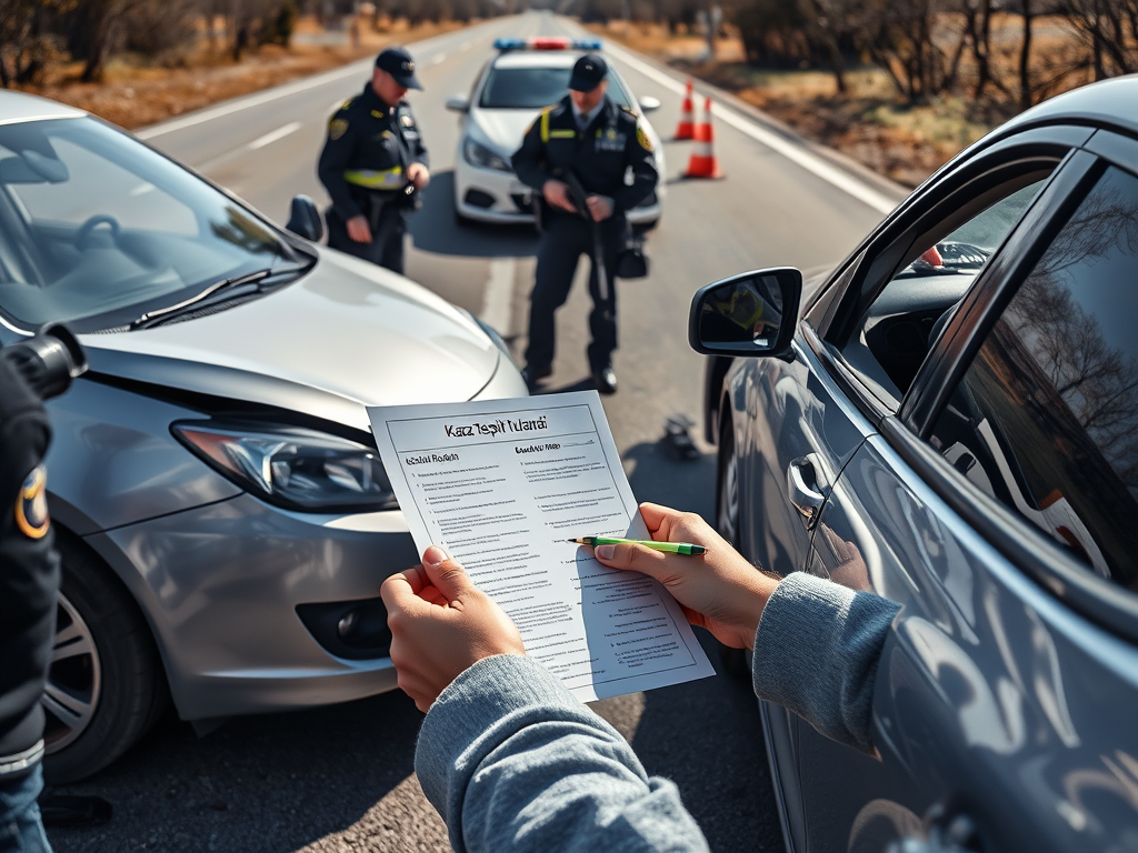 Kaza sonrası iki araç sürücüsünün kaza tespit tutanağı doldurması